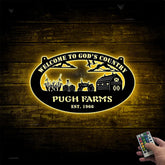 Custom Farmhouse Metal Wall Art Led Lights, Personalized Animals Barn Metal Sign, Metal Farm Truck Name Sign, Mountain Barn Ranch Metal Sign